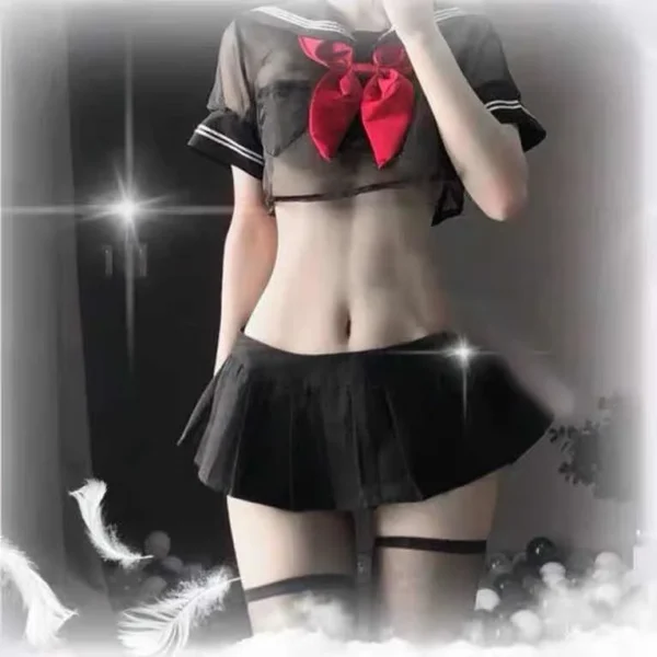 Uniforme da scolaretta sexy Uniforme da cameriera erotica Cravatta Minigonna scozzese Costume esotico Cosplay Biancheria intima da scolaretta sexy - immagine 16