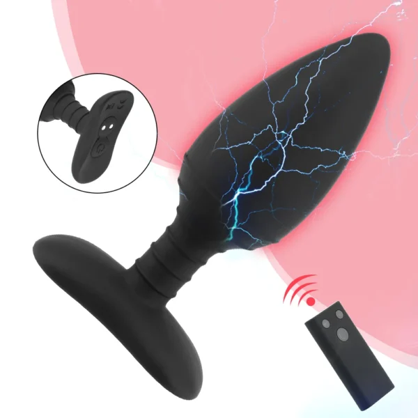 Vibratore a Scossa Elettrica, Plug Anale E-Stim con Controllo Remoto, Buttplug Vibrante, Dildo Dilatatore Anale, Giocattolo Intimo e Masturbatore - immagine 16