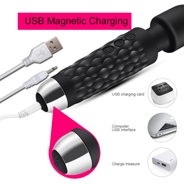Vibratore AV Magic Wand con 20 Velocità, Dildo Stimolatore del Clitoride per Donne, Ricaricabile USB, Massaggiatore Sexy, Giocattolo Erotico per Adulti 18+ - immagine 20