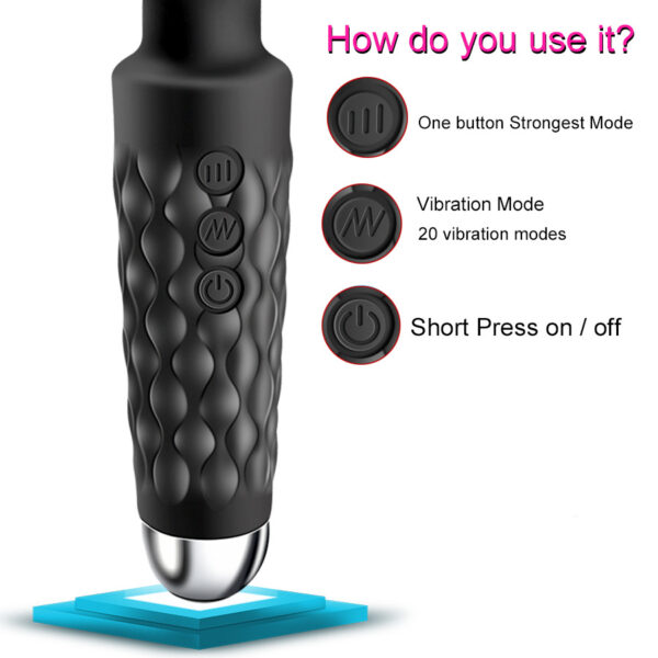 Vibratore AV Magic Wand con 20 Velocità, Dildo Stimolatore del Clitoride per Donne, Ricaricabile USB, Massaggiatore Sexy, Giocattolo Erotico per Adulti 18+ - immagine 18