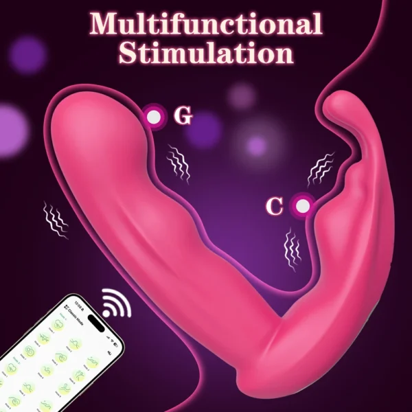 Vibratore Indossabile con Dildo per Punto G - Giocattolo Erotico per Donne, Controllo Remoto via App, Mutandine Vibranti Mini, Rose-Toy, Macchina del Sesso - immagine 2