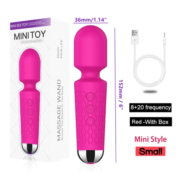 Vibratore AV Magic Wand con 20 Velocità, Dildo Stimolatore del Clitoride per Donne, Ricaricabile USB, Massaggiatore Sexy, Giocattolo Erotico per Adulti 18+ - immagine 7