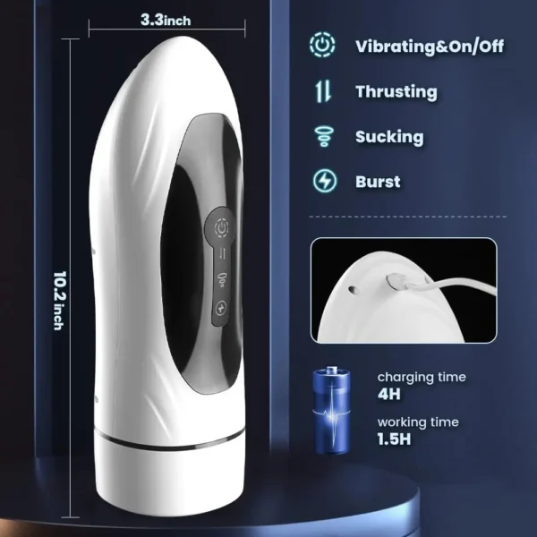Masturbatore Maschile 4 in 1 – Dispositivo Automatico con Funzione di Suzione, Pompino Realistico, Massaggio Vaginale e Stimolazione Intensa per Uomo - immagine 6