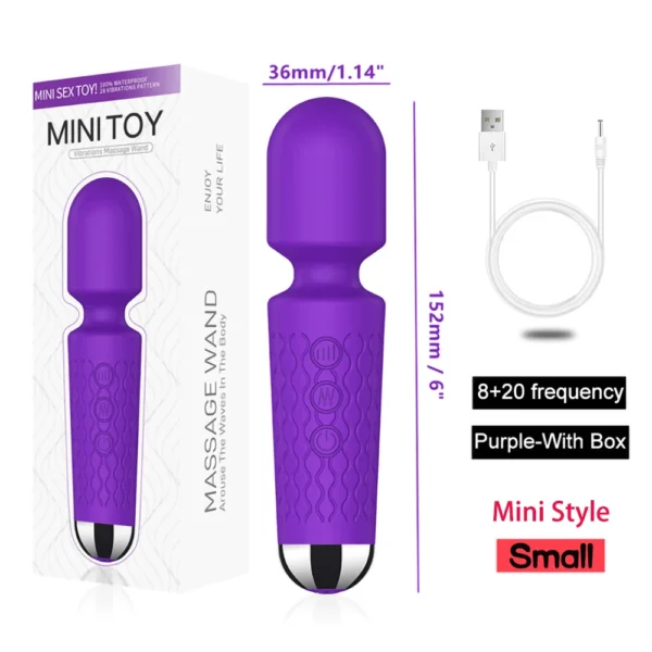 Vibratore AV Magic Wand con 20 Velocità, Dildo Stimolatore del Clitoride per Donne, Ricaricabile USB, Massaggiatore Sexy, Giocattolo Erotico per Adulti 18+ - immagine 9