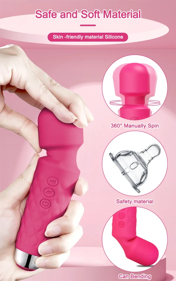 Stimolatore Punto G e Clitoride, Vibratore per Donne, Massaggiatore Potente per Punto G e Clitoride, Giocattolo Erotico AV Magic-Wand Femminile - immagine 19