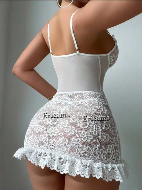 Set reggiseno erotico Set di biancheria Sexy Set di slip in pizzo trasparente Kit reggiseno delicato Set di bretelle Push Up sottile Sexy reggiseni erotici body - immagine 3