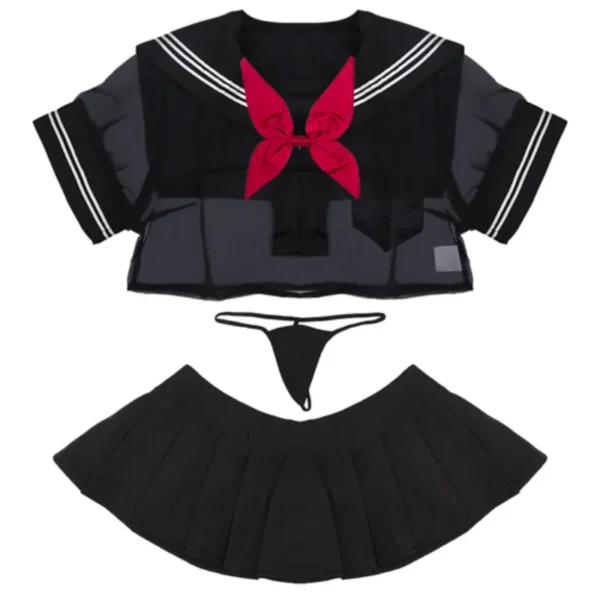 Uniforme da scolaretta sexy Uniforme da cameriera erotica Cravatta Minigonna scozzese Costume esotico Cosplay Biancheria intima da scolaretta sexy - immagine 5