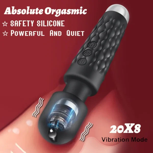 Vibratore AV Magic Wand con 20 Velocità, Dildo Stimolatore del Clitoride per Donne, Ricaricabile USB, Massaggiatore Sexy, Giocattolo Erotico per Adulti 18+