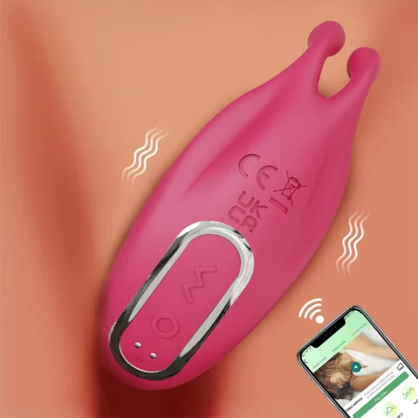 Vibratore Indossabile con Dildo per Punto G - Giocattolo Erotico per Donne, Controllo Remoto via App, Mutandine Vibranti Mini, Rose-Toy, Macchina del Sesso