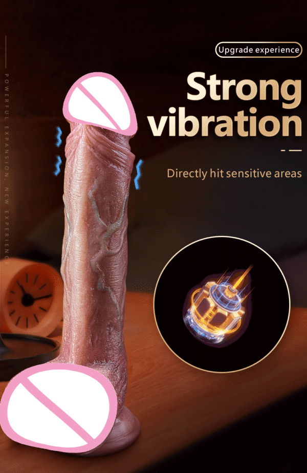 Pene Artificiale Ricaricabile con Movimento Telescopico, Oscillazione, Riscaldamento e Controllo Remoto, Vibratore in Silicone per Donne - immagine 18