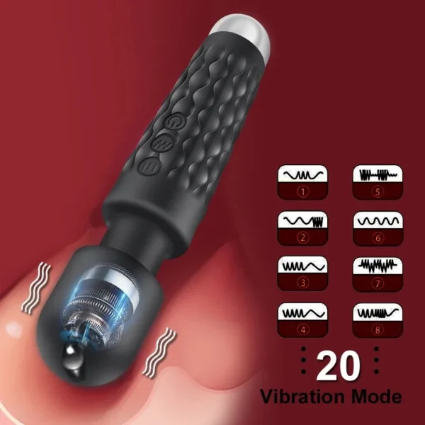 Vibratore AV Magic Wand con 20 Velocità, Dildo Stimolatore del Clitoride per Donne, Ricaricabile USB, Massaggiatore Sexy, Giocattolo Erotico per Adulti 18+ - immagine 14