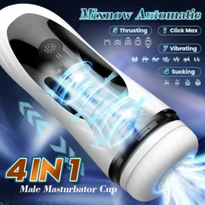 Masturbatore Maschile 4 in 1 – Dispositivo Automatico con Funzione di Suzione, Pompino Realistico, Massaggio Vaginale e Stimolazione Intensa per Uomo
