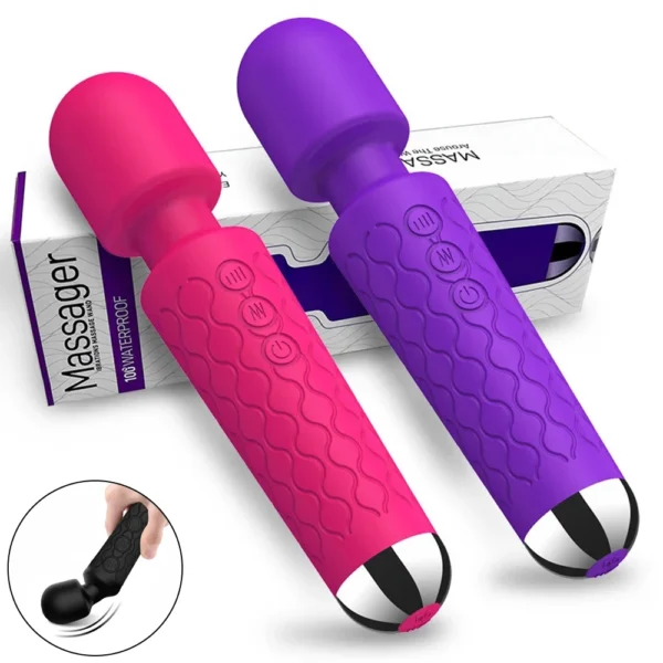 Vibratore AV Magic Wand con 20 Velocità, Dildo Stimolatore del Clitoride per Donne, Ricaricabile USB, Massaggiatore Sexy, Giocattolo Erotico per Adulti 18+ - immagine 13